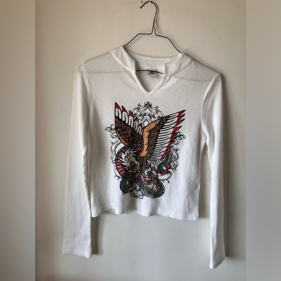 ✖️SOLD✖️Urban Outfitters Eagle Thermal Notch Neck Long Sleeve Large - Picture 7 of 11